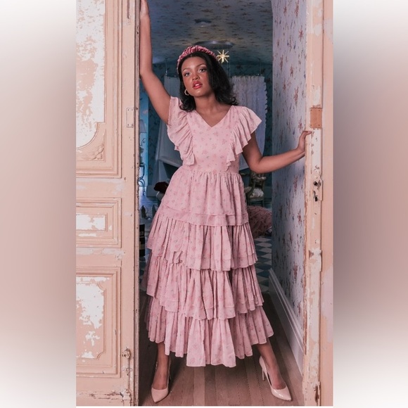 JESSAKAE Emmylou Floral Tiered Ruffle Midi Gown - Picture 8 of 8